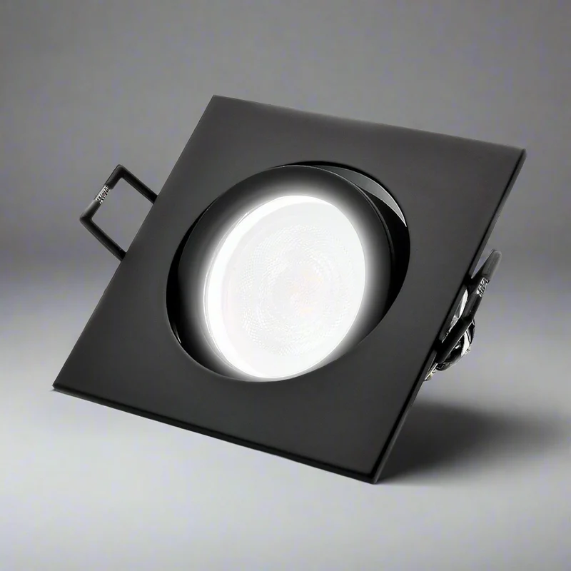 LED Einbaustrahler Cosmo | Eckig | Schwenkbar | Aluminium | Schwarz Matt | 82x82mm | inkl. GU10 Fassung | 230V | extra-flach | dimmbar