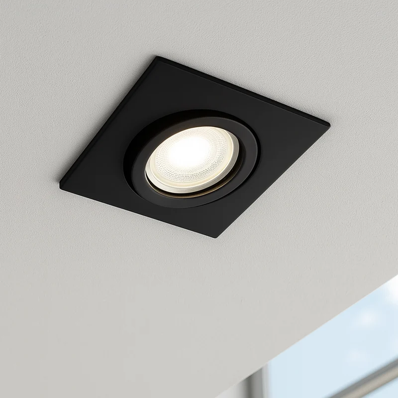 LED Einbaustrahler Cosmo | Eckig | Schwenkbar | Aluminium | Schwarz Matt | 82x82mm | inkl. GU10 Fassung | 230V | extra-flach | dimmbar