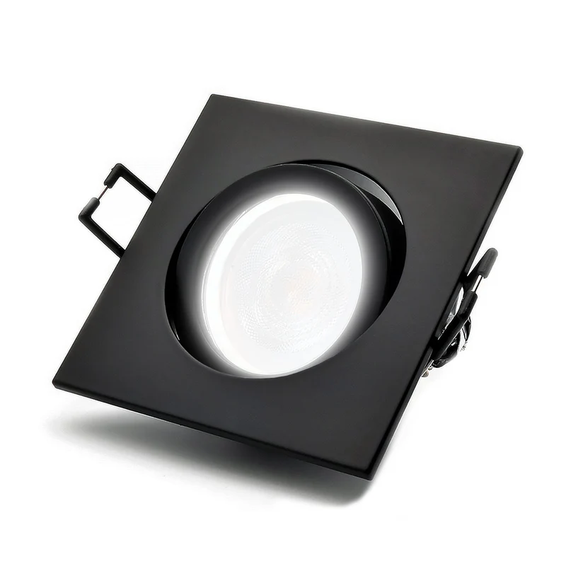 LED Einbaustrahler Cosmo | Eckig | Schwenkbar | Aluminium | Schwarz Matt | 82x82mm | inkl. GU10 Fassung | 230V | extra-flach | dimmbar