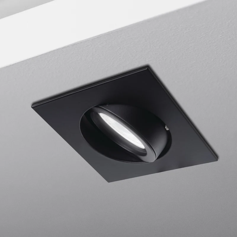 LED Einbaustrahler Cosmo | Eckig | Schwenkbar | Aluminium | Schwarz Matt | 82x82mm | inkl. GU10 Fassung | 230V | extra-flach | dimmbar
