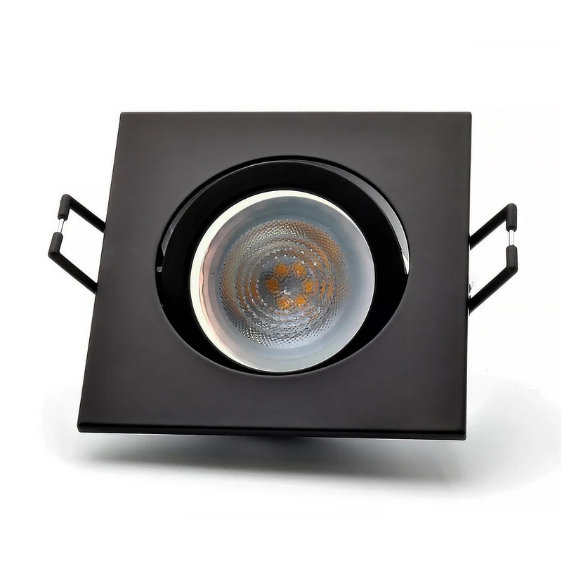 LED Einbaustrahler Cosmo | Eckig | Schwenkbar | Aluminium | Schwarz Matt | 82x82mm | inkl. GU10 Fassung | 230V | extra-flach | dimmbar