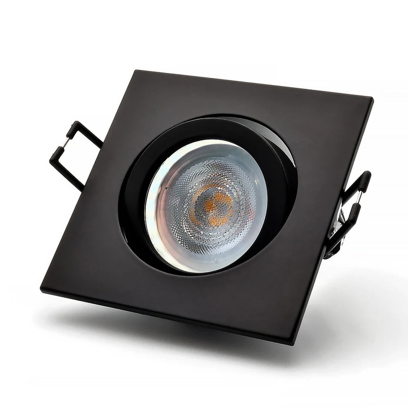 LED Einbaustrahler Cosmo | Eckig | Schwenkbar | Aluminium | Schwarz Matt | 82x82mm | inkl. GU10 Fassung | 230V | extra-flach | dimmbar