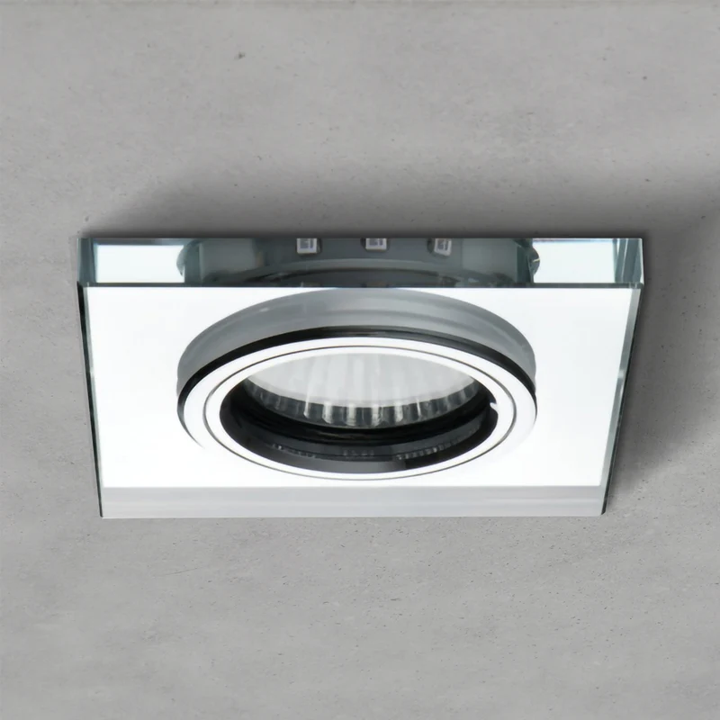 LED Einbaustrahler mit Randbeleuchtung Cristal aus Glas Blau Warmweiß Kaltweiß Eckig 90mm x 90mm IP20 inkl. GU10 Fassung 230V | extra-flach | dimmbar