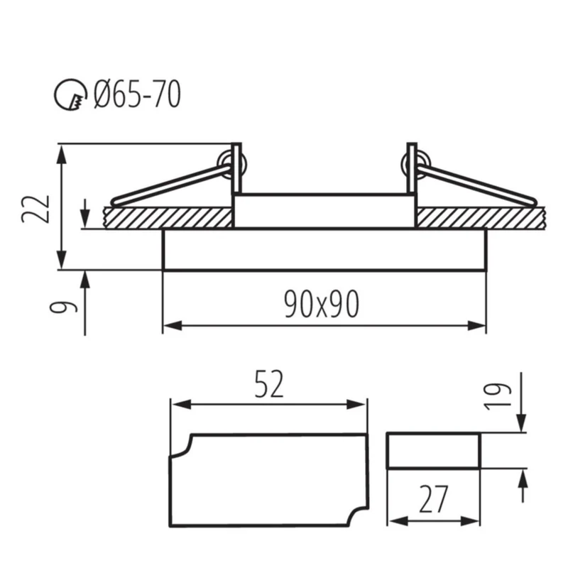 LED Einbaustrahler mit Randbeleuchtung Cristal aus Glas Blau Warmweiß Kaltweiß Eckig 90mm x 90mm IP20 inkl. GU10 Fassung 230V | extra-flach | dimmbar