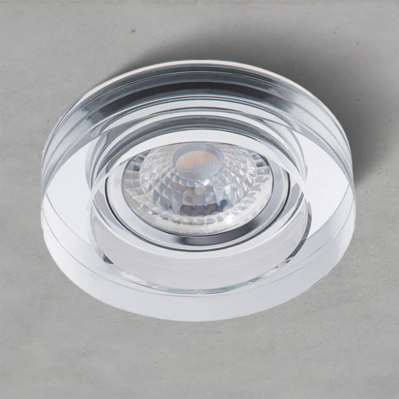 Einbaustrahler Cristal aus Glas Rund Ø90mm IP20 inkl. GU10 Fassung 230V 12V | extra-flach | dimmbar