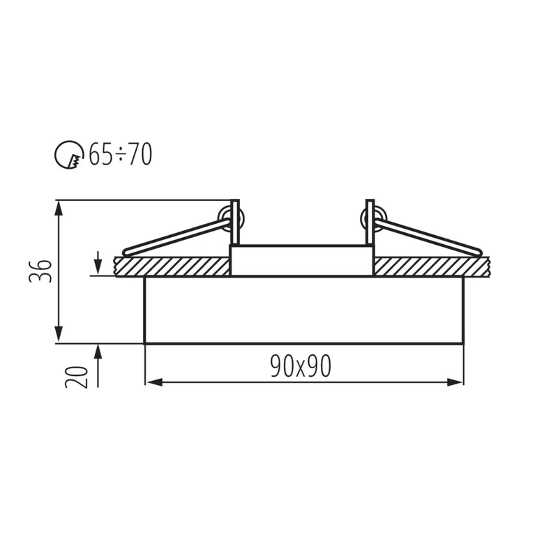 Einbaustrahler Cristal aus Glas Eckig Ø90mm IP20 GU5,3 12V inkl. GU10 Fassung 230V | extra-flach | dimmbar
