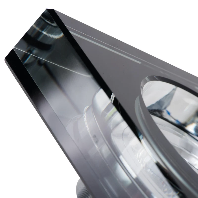 Einbaustrahler Cristal aus Glas Eckig Ø90mm IP20 GU5,3 12V inkl. GU10 Fassung 230V | extra-flach | dimmbar