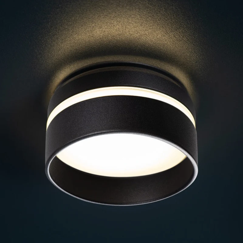 LED Einbaustrahler Oviedo aus Aluminium | Rund | Schwarz | Ø80mm | inkl. GU10 Fassung | 230V 12V | extra-flach | dimmbar