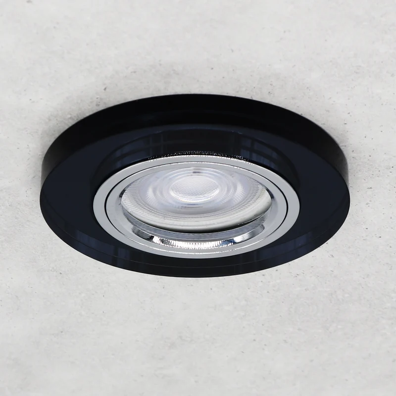 LED Einbaustrahler Extra-Flach | Rund Schwarz Cristal | 5W Warmweiß | 230V Deckenspot Energiesparend| 230V