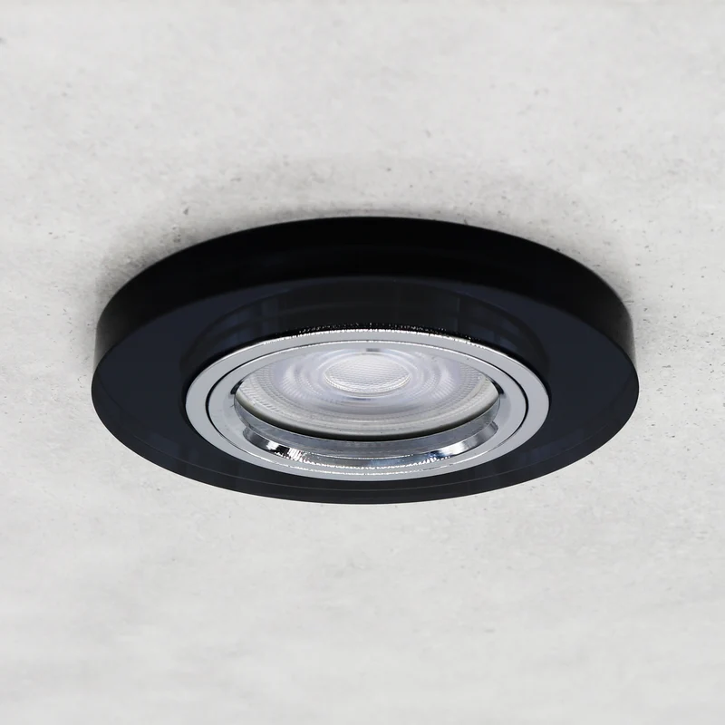 LED Einbaustrahler Extra-Flach | Rund Schwarz Cristal | 5W Warmweiß | 230V Deckenspot Energiesparend| 230V