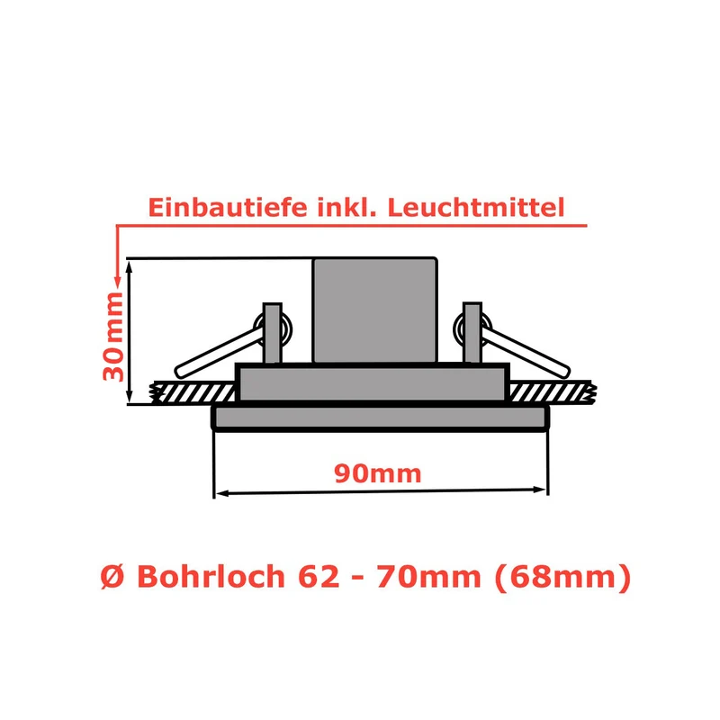 LED Einbaustrahler Extra-Flach | Eckig Cristal | 5W Warmweiß | 230V Deckenspot Energiesparend