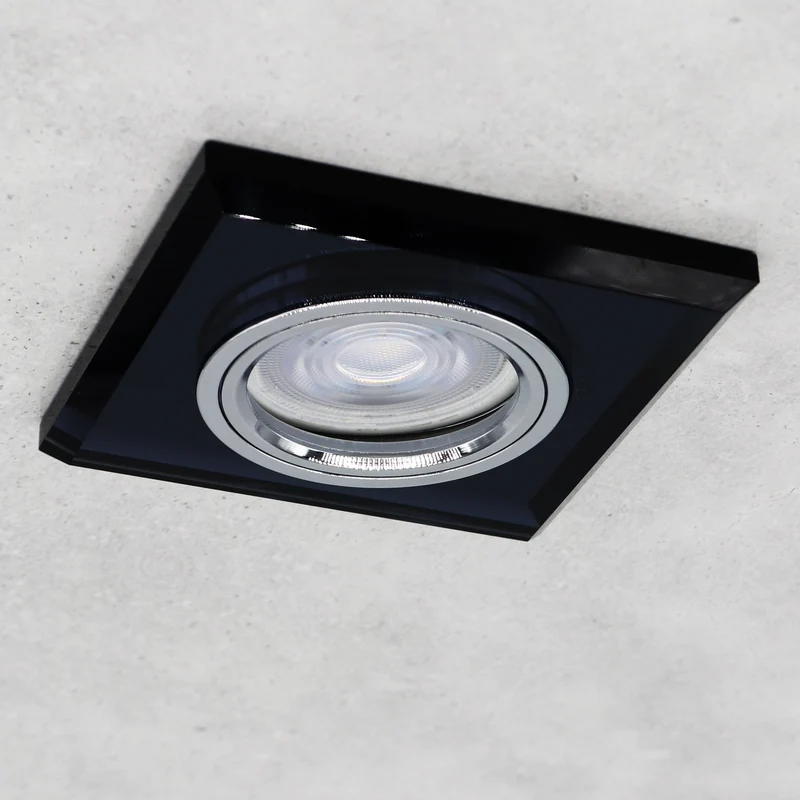LED Einbaustrahler Extra-Flach | Eckig Schwarz Cristal | 5W Warmweiß | 230V Deckenspot Energiesparend