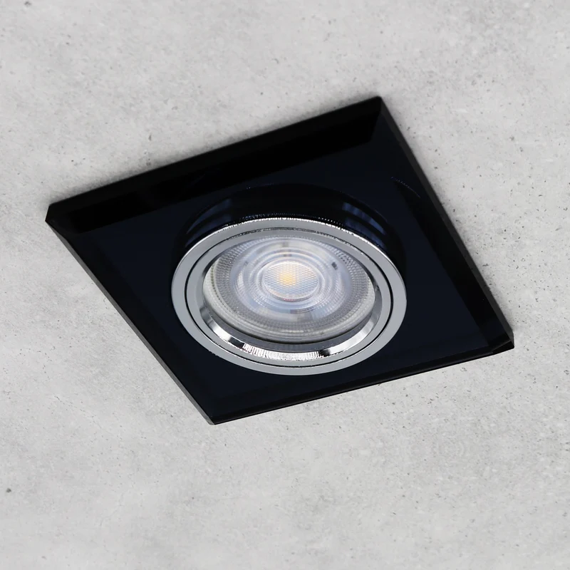 LED Einbaustrahler Extra-Flach | Eckig Schwarz Cristal | 5W Warmweiß | 230V Deckenspot Energiesparend