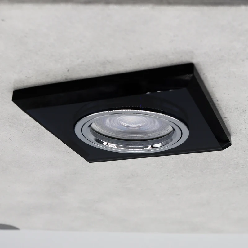LED Einbaustrahler Extra-Flach | Eckig Schwarz Cristal | 5W Warmweiß | 230V Deckenspot Energiesparend