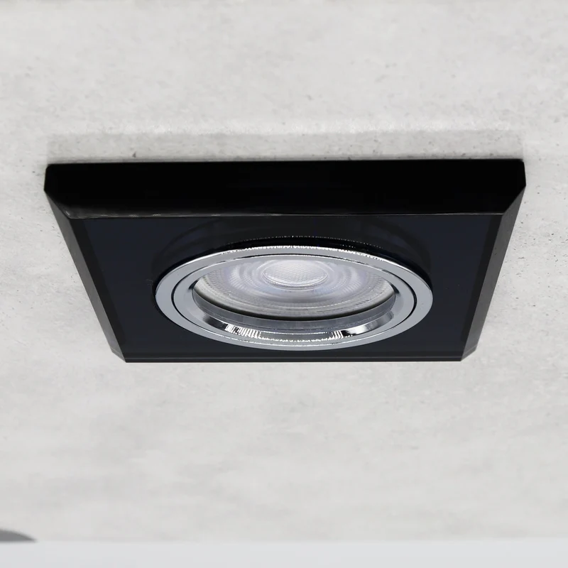 LED Einbaustrahler Extra-Flach | Eckig Schwarz Cristal | 5W Warmweiß | 230V Deckenspot Energiesparend