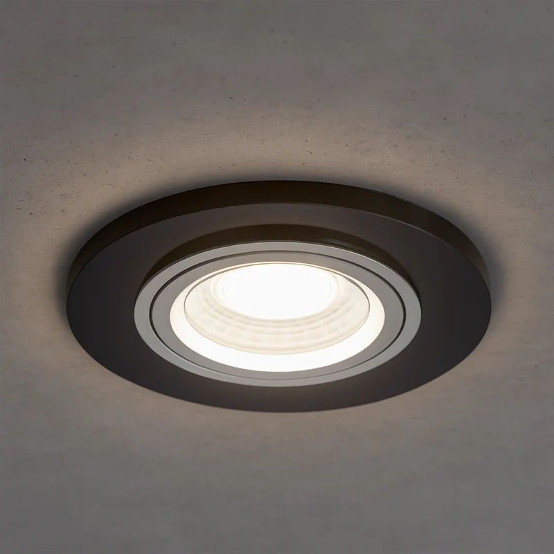 LED Einbaustrahler Cristal | aus Glas | Rund | Schwarz-Spiegel | energie- und umweltfreundlich | inkl. GU10 Fassung | 230V 12V | extra-flach | dimmbar