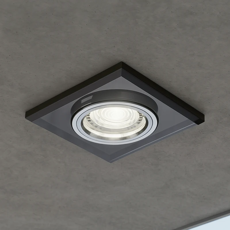 LED Einbaustrahler | aus Glas | Eckig | Schwarz-Spiegel | energie- und umweltfreundlich | inkl. GU10 Fassung | 230V 12V | Cristal | extra-flach | dimmbar