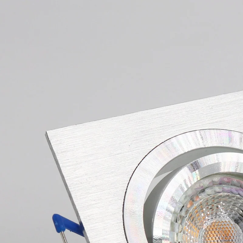 Eckiger Einbaustrahler Star | Aluminium Alu-Silber-Gebürstet 92x92mm | inkl. GU10 Fassung | 230V | extra-flach | dimmbar