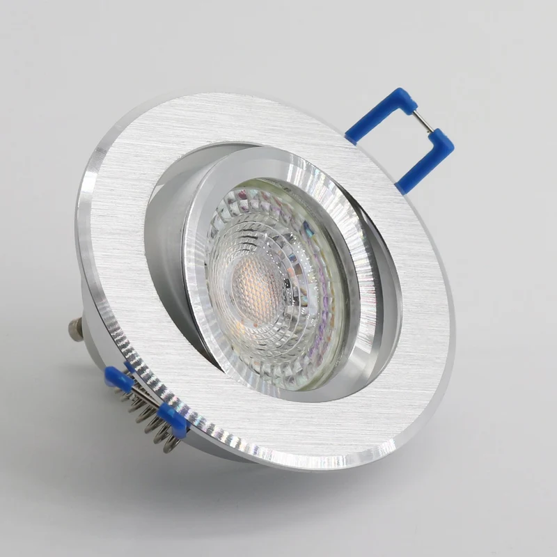 Runder Einbaustrahler Star | Aluminium Alu-Silber-Gebürstet | IP20 | inkl. GU10 Fassung | 230V | extra-flach | dimmbar