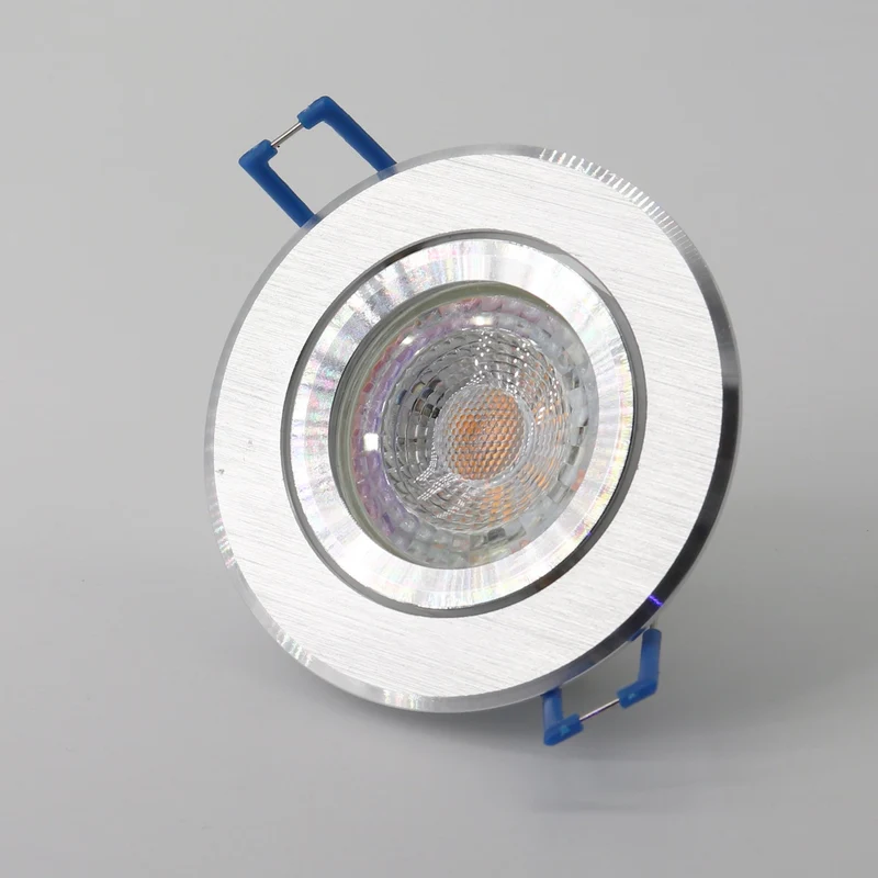 Runder Einbaustrahler Star | Aluminium Alu-Silber-Gebürstet | IP20 | inkl. GU10 Fassung | 230V | extra-flach | dimmbar