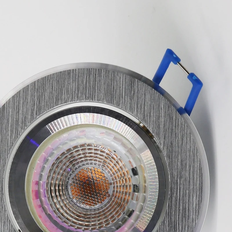 Runder Einbaustrahler Star | Aluminium Alu-Silber-Gebürstet | IP20 | inkl. GU10 Fassung | 230V | extra-flach | dimmbar