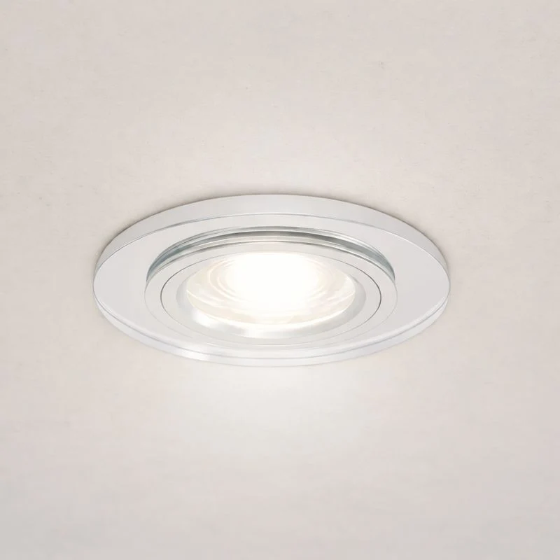 Runder Einbaustrahler aus Glas Klar | Spiegeloptik | inkl. GU10 Fassung | 230V | Cristal | extra-flach | dimmbar