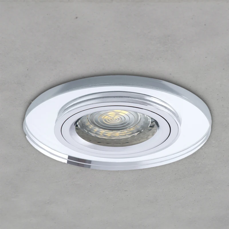 Runder Einbaustrahler aus Glas Klar | Spiegeloptik | inkl. GU10 Fassung | 230V | Cristal | extra-flach | dimmbar