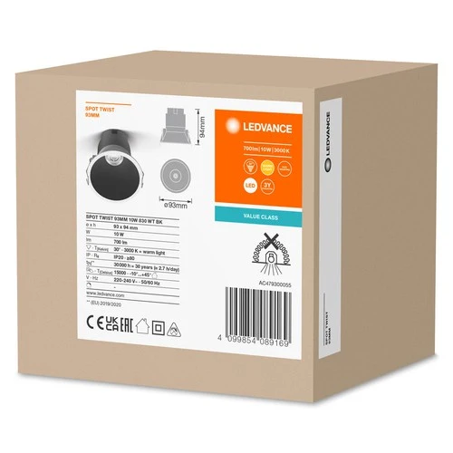 LEDVANCE SPOT TWIST Ø 93mm Downlight, sw, 10W, 800lm, 830 WT