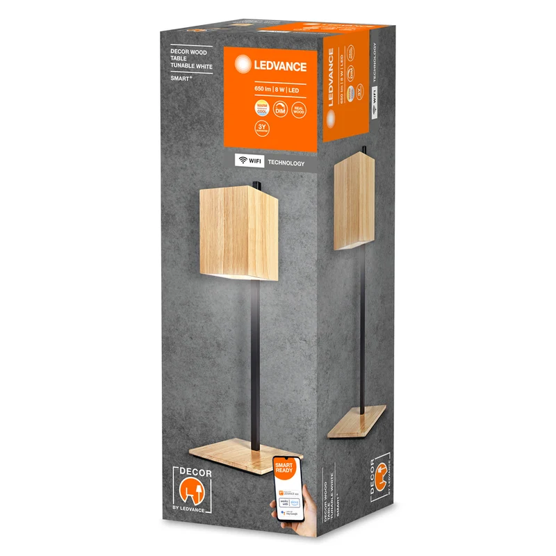 LEDVANCE SMART+ WiFi-Tischleuchte DECOR, 8W, 650lm, Holz