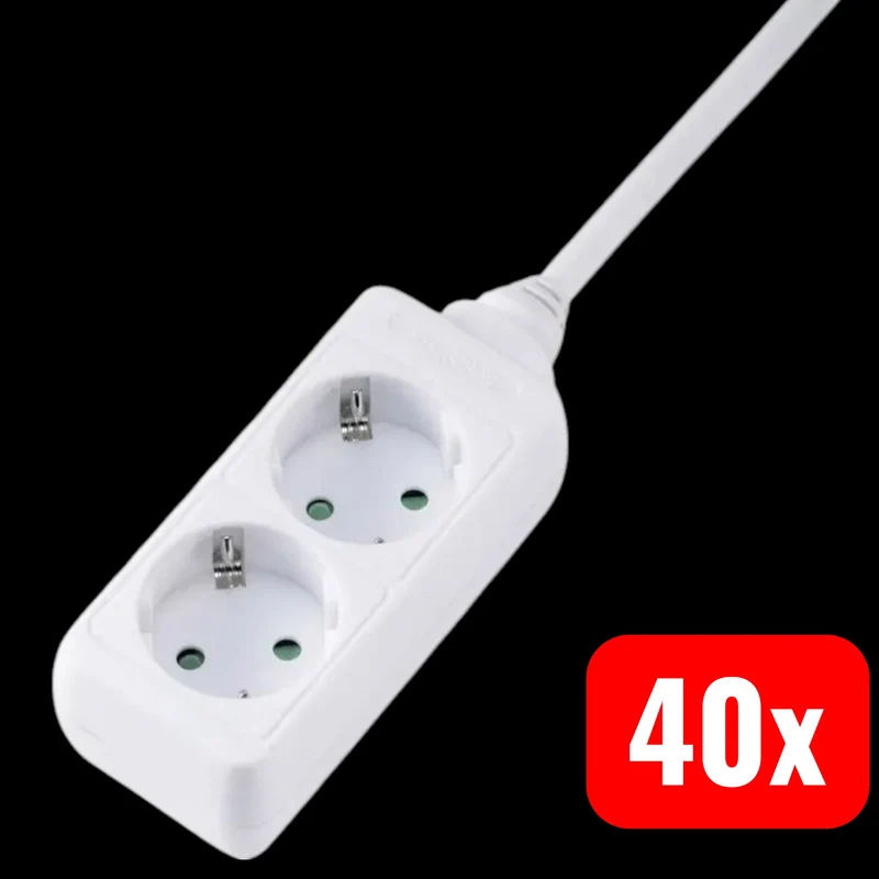 40x B-Ware Sygonix Steckdosenleiste Mehrfachsteckdose Weiß 2fach Kindersicherung 40 STÜCK
