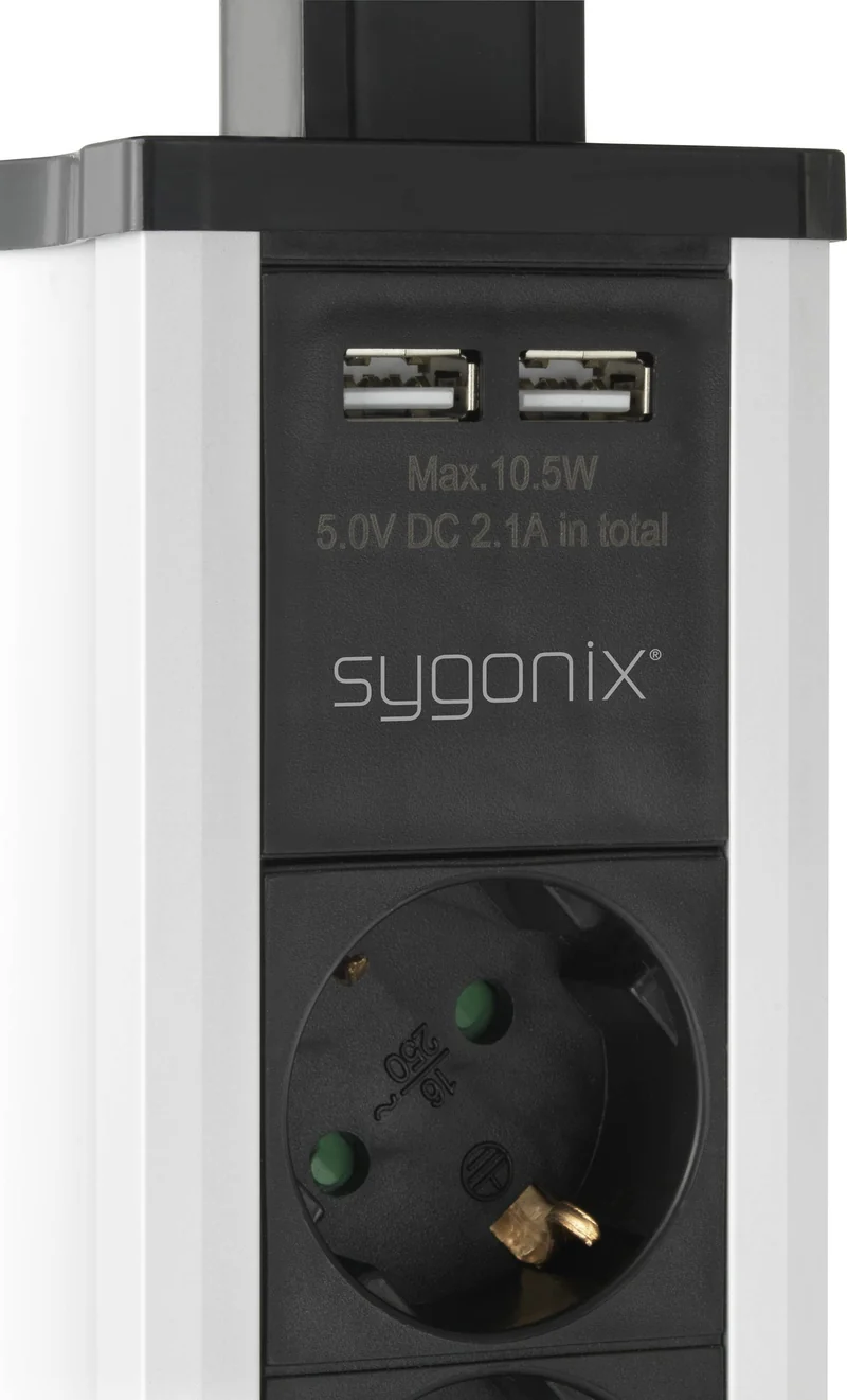 3x B-Ware Sygonix SY-4737794 Steckdosenturm Mehrfachsteckdose Schwarz Silber 3 STÜCK