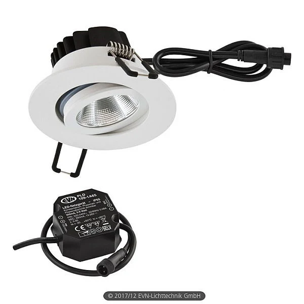 B-Ware EVN LED-Deckeneinbaustrahler Einbauleuchte Strahler schwarz weiß IP65 3000K