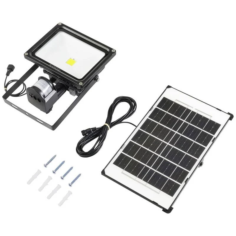 B-Ware Sygonix SY-5461110 Solar-Spot mit Bewegungsmelder 30 W Neutralweiß Schwarz Solar