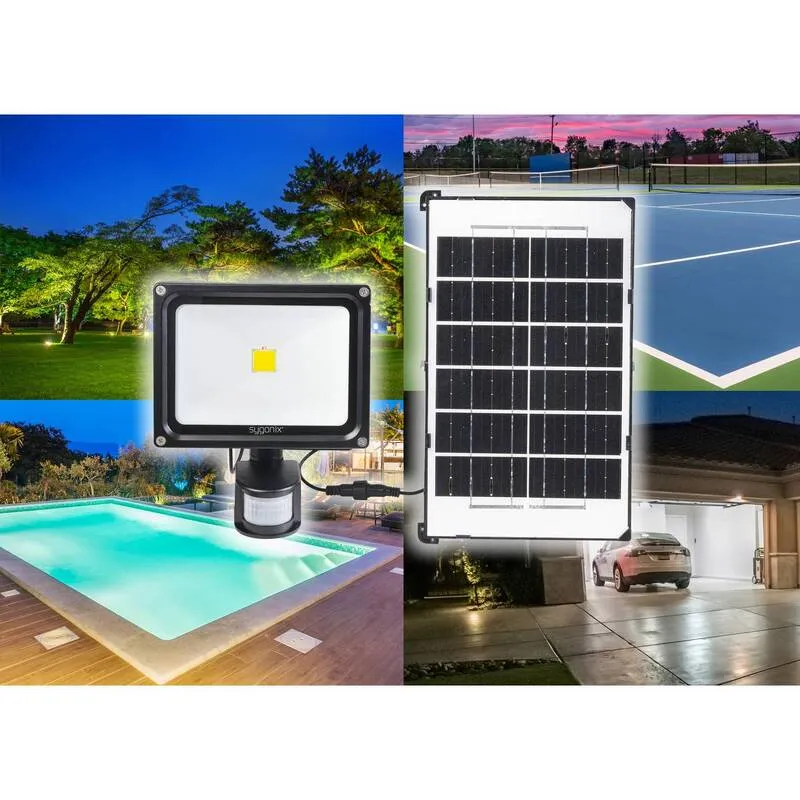 B-Ware Sygonix SY-5461110 Solar-Spot mit Bewegungsmelder 30 W Neutralweiß Schwarz Solar