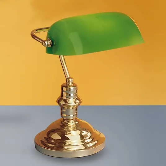 B-Ware Orion Tischlampe Onella Schreibtischlampe Büroleuchte im Banker-Stil E27 grün