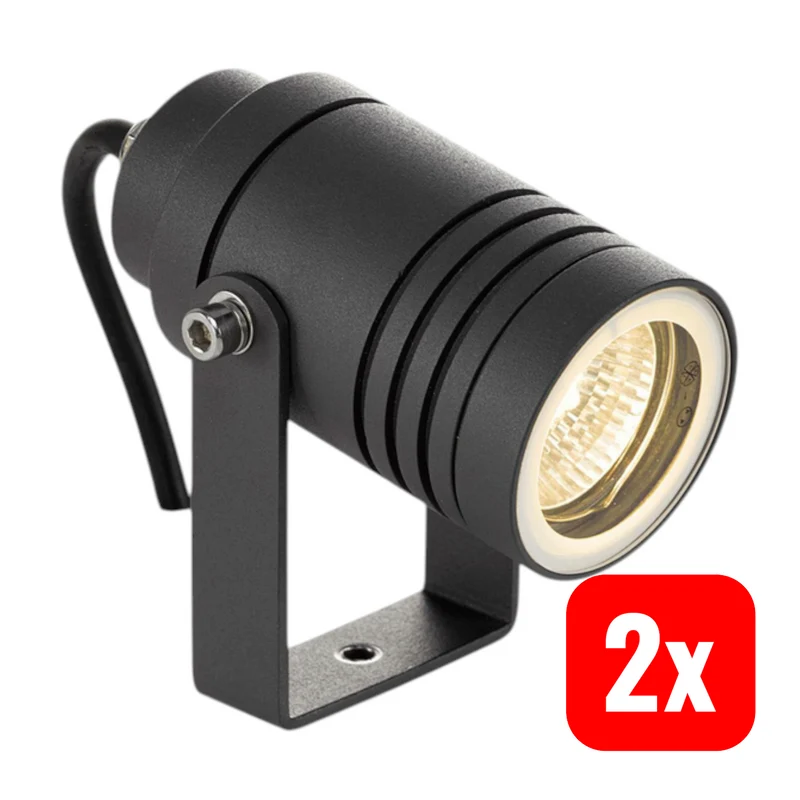 B-Ware Lucande Außenstrahler Galina mit Erdspieß Spot-Light dunkelgrau 10 cm 2 STÜCK