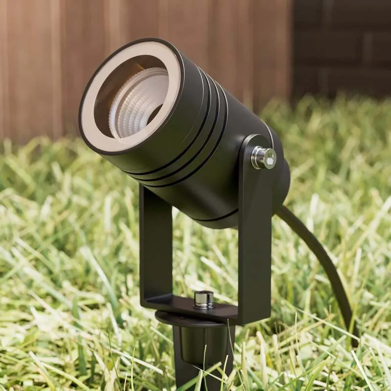 B-Ware Lucande Außenstrahler Galina mit Erdspieß Spot-Light dunkelgrau 10 cm 2 STÜCK