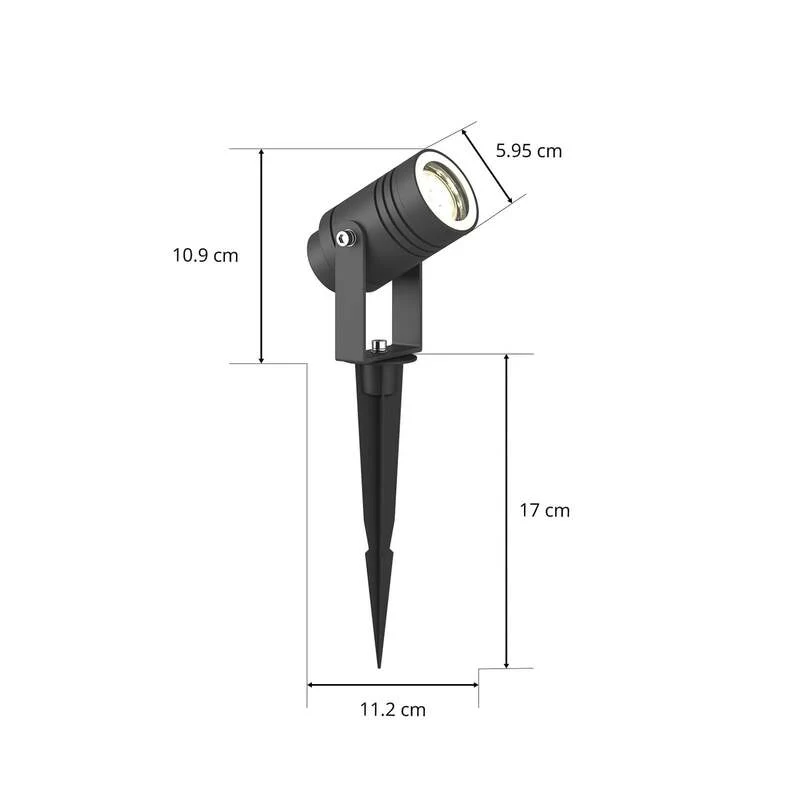 B-Ware Lucande Außenstrahler Galina mit Erdspieß Spot-Light dunkelgrau 10 cm 2 STÜCK