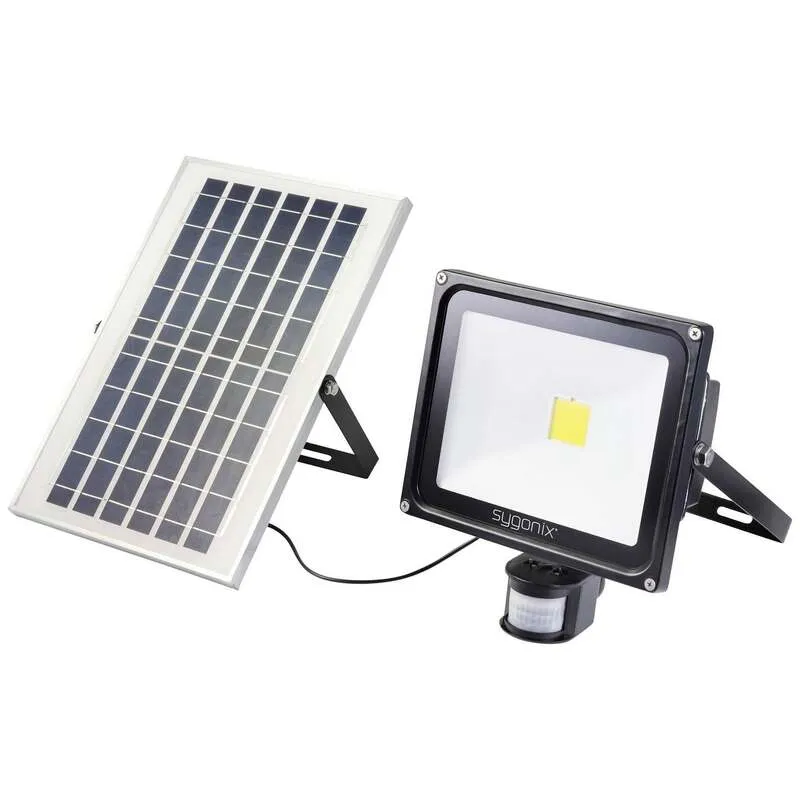 B-Ware Sygonix SY-5461112 Solar-Spot mit Bewegungsmelder 50 W Neutralweiß Schwarz Lampe