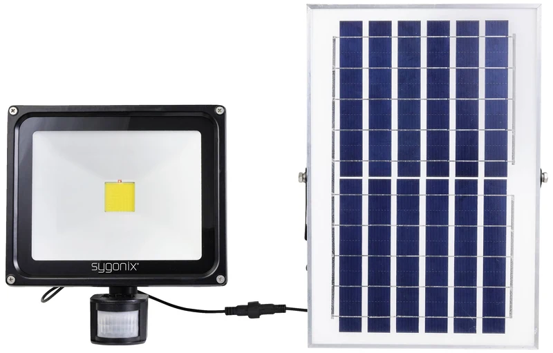 B-Ware Sygonix SY-5461112 Solar-Spot mit Bewegungsmelder 50 W Neutralweiß Schwarz Lampe