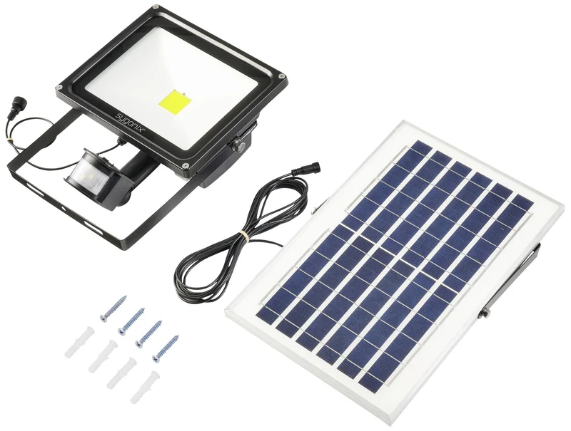 B-Ware Sygonix SY-5461112 Solar-Spot mit Bewegungsmelder 50 W Neutralweiß Schwarz Lampe