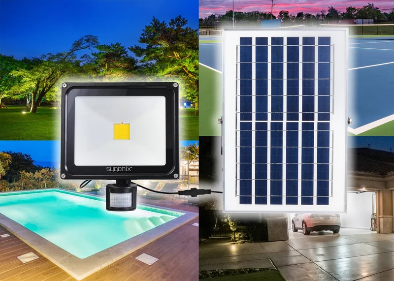 B-Ware Sygonix SY-5461112 Solar-Spot mit Bewegungsmelder 50 W Neutralweiß Schwarz Lampe
