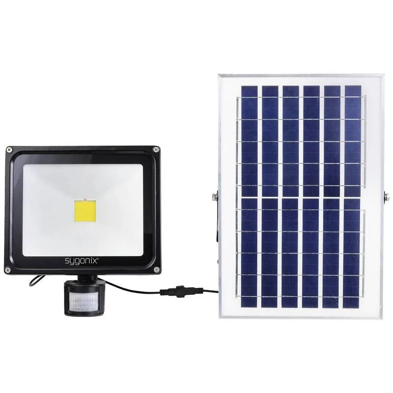 B-Ware Sygonix SY-5461112 Solar-Spot mit Bewegungsmelder 50 W Neutralweiß Schwarz Lampe