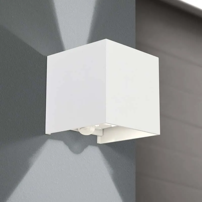 B-Ware ORION LED-Außenwandleuchte Cube-S weiß mit Bewegungsmelder IP54 700 lm