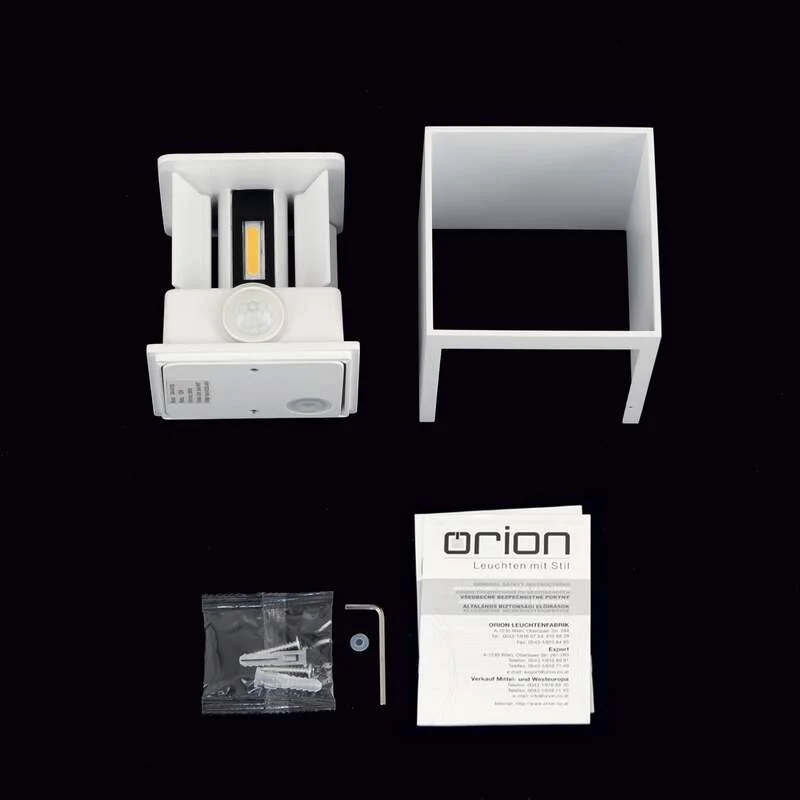 B-Ware ORION LED-Außenwandleuchte Cube-S weiß mit Bewegungsmelder IP54 700 lm