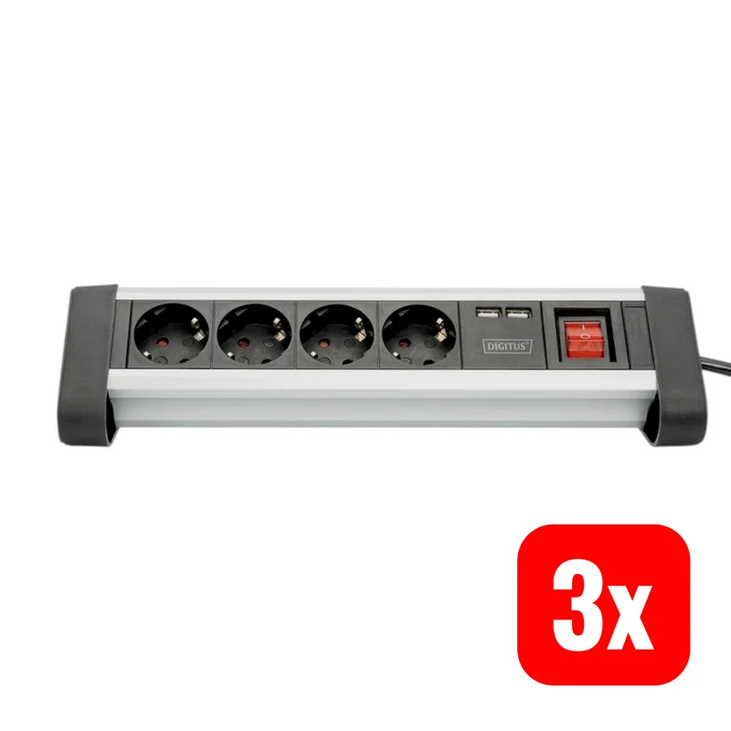 3x B-Ware Digitus DA-70614 Steckdosenleiste mit Schalter Mehrfachsteckdose 1,5 m 3 STÜCK