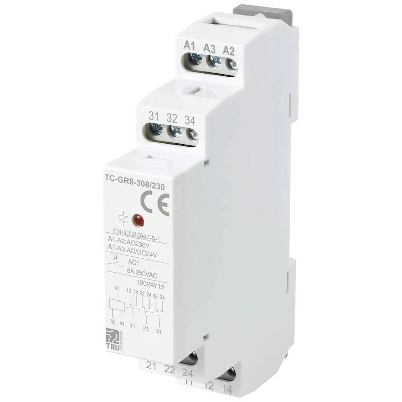 5x B-Ware TRU COMPONENTS Hilfsschalter TC-GR8-308/230 3 Wechsler Hutschiene 5 STÜCK