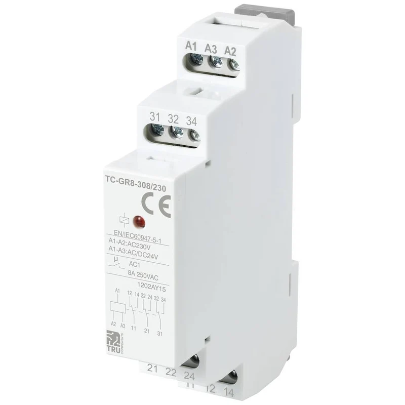5x B-Ware TRU COMPONENTS Hilfsschalter TC-GR8-308/230 3 Wechsler Hutschiene 5 STÜCK