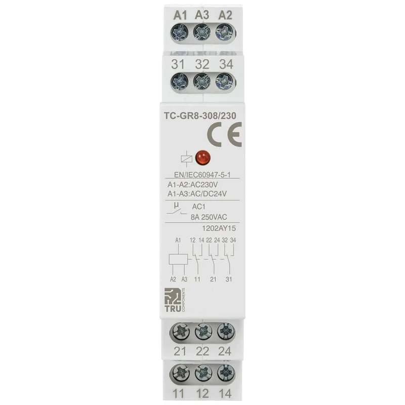 5x B-Ware TRU COMPONENTS Hilfsschalter TC-GR8-308/230 3 Wechsler Hutschiene 5 STÜCK