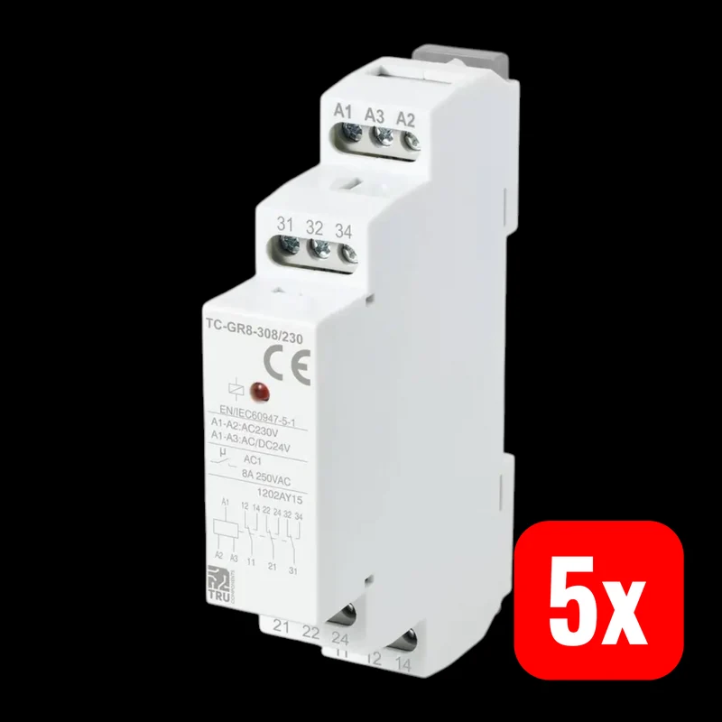 5x B-Ware TRU COMPONENTS Hilfsschalter TC-GR8-308/230 3 Wechsler Hutschiene 5 STÜCK
